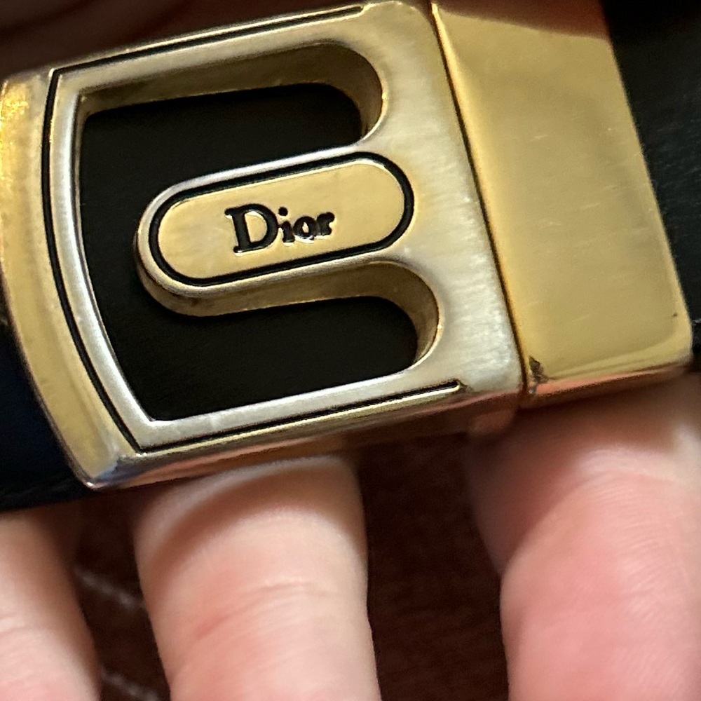 Christian Dior Belt VINTAGE Designer Belt Mens MEDIUM Brown / Black REVERSIBLE - Picture 4 of 16